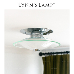 lynn's立意，复古玻璃吸顶灯卧室书房包豪斯中古led圆形入户走廊