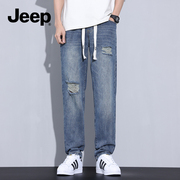 jeep吉普牛仔裤男款直筒，美式高街宽松春秋男裤，复古休闲男士裤子