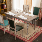 美式乡村餐桌组合实木桌复古做旧拉丝松木餐桌茶几餐厅约长方桌