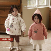 陈大猪小O宝 女宝宝棉服连帽加厚2022冬装婴儿造型棉衣外套