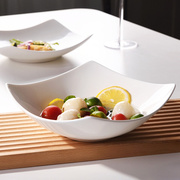 陶瓷8寸菜盘沙拉碗菜碗白色方形盘子家用7英寸方盘骨瓷汤碗高级感