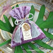 丝绒布袋创意喜糖盒淡紫色婚礼糖果袋子韩国丝绒布料