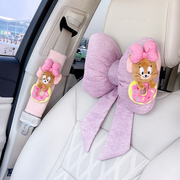 汽车头枕可爱猫和老鼠蝴蝶结车载靠枕车用护颈枕车内装饰品