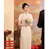 白色旗袍新中式订婚礼服裙女平时可穿2024小个子领证登记日常