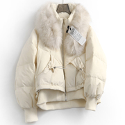 纯色宽松加厚可拆卸毛领，保暖外套冬季气质时髦女装羽绒服n977