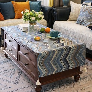 美式复古波西米亚客厅，茶几桌布长方形，条纹餐桌垫布电视柜盖布定制