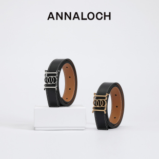 annaloch2023秋冬经典款，皮带纳帕双面牛皮logo女款腰带时尚