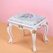 速发美式欧式凳子仿实木化妆凳化妆台椅子白色卧室现代简约美甲凳
