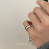 韩国麻花双层纯银开口戒指ins潮时尚个性，简约冷淡风尾戒女小指