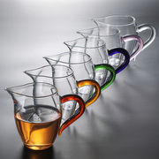 浅茗轩创意加厚公道杯，玻璃彩把日式分茶器，耐高温茶海高档茶道配件