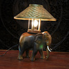 泰国进口工艺品 东南亚特色木雕大象灯具 创意复古竹编台灯床头灯