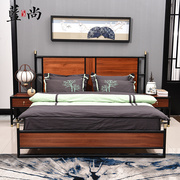 新中式卧室双人床现代中式婚床别墅酒店样板房，全屋禅意家具定制