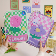 韩版卡通少女棋盘格ipad平板包收纳包甜美可爱11寸平板电脑手拿包