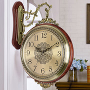 汉时(hense)客厅双面挂钟，欧式挂表时尚，现代两面时钟经典石英钟
