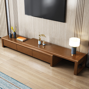 实木电视柜现代简约新中式小户型伸缩简易电视柜组合客厅