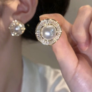 高级感气质轻奢珍珠耳环，纯银针圆形耳钉，2023年潮个性韩国耳饰