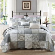 外贸双面纯棉2023美式拼布绗缝被床盖三件套欧式四季通用床单