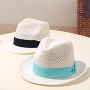 夏天锥形男女士卷边小礼帽白色小清新遮阳度假沙滩太阳草帽