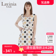 Lavinia Club拉维妮娅夏季气质波点无袖方领设计感连衣裙