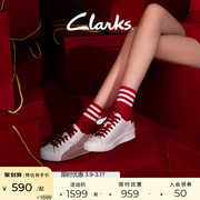 Clarks其乐女鞋小白鞋百搭休闲鞋红色女款运动鞋女士板鞋子单鞋女