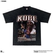 KOBE-2科比美式篮球嘻哈休闲圆领复古水洗宽松重磅纯棉长短袖T恤