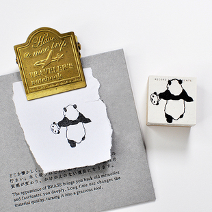 7ULY熊猫 卡通可爱木质橡皮印章(新版无边框)