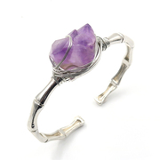 天然紫水晶手镯海蓝宝原石手环，开口可调节欧美风外贸手链饰品礼物