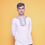 新疆民族风刺绣T恤夏季短袖男女款传统绣花纯棉打底衫情侣装