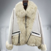 2023冬季狐狸毛领皮草外套，女时尚年轻款，小个子短款羽绒棉内胆