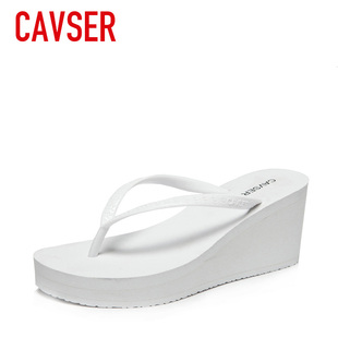 CAVSER夏季女罗马夹脚防滑高跟防水台人字拖厚底松糕凉拖鞋沙滩鞋