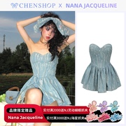 Nana Jacqueline时尚牛仔抹胸连衣裙性感百搭CHENSHOP设计师品牌