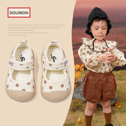 女宝宝鞋子1-3岁0韩版小童圆点帆布鞋婴幼儿学步鞋软底男童休闲鞋
