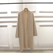 韩国秋冬无扣高比例(高比例，)兔毛混纺，针织衫毛衣开衫外套加长款女