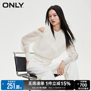 only早春时尚宽松拼接假两件圆领短款雪纺衫女