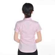 粉色衬衫女短袖，夏棉职业工装工作服，修身大码夏季粉红色衬衣寸
