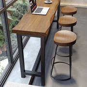 阳台家用吧台桌简约实木靠窗，长条高低脚长桌子高脚桌椅靠墙窄