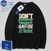NASA联名2023秋季重磅卡通印花男生长袖男女同款情侣休闲T恤