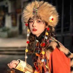 古风汉服彩色毛球流苏发夹民族风对夹配饰波西米亚藏族头饰品kk