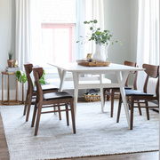 北欧白色实木餐桌现代小户型简约时尚，家用长形桌子餐桌椅吃饭桌