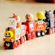 木质面包超人玩具汽车磁性，组合套装宝宝卡通，小火车儿童趣味玩具礼