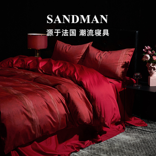 sandman远古之都100支结婚床上四件套，婚嫁床单婚庆红色被套婚房