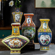 景德镇陶瓷仿古官窑珐琅，彩花瓶摆件家居，瓷器古董装饰收藏品老物件