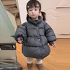 女童黑色棉服冬装宝宝，韩版童装洋气，可爱儿童加厚保暖立领棉衣外套