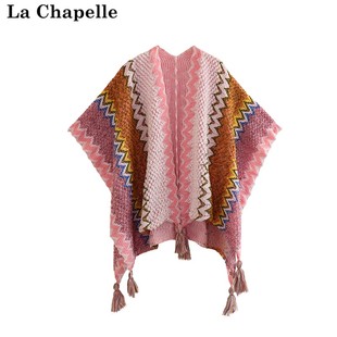 拉夏贝尔/La Chapelle复古民族风刘亦菲同款针织衫女流苏披肩上衣