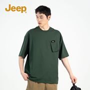 jeep吉普短袖男夏季纯棉，美式工装男上衣，2024潮流宽松男士t恤