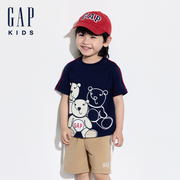 Gap男幼童2024夏季纯棉小熊印花短袖T恤儿童装运动上衣465342