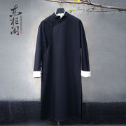 2023年中国风棉真丝长衫外套民国男装中式复古宽松手工长袍定制