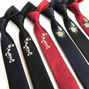 繁花郑恺陈龙胡歌同款窄版玫瑰花，刺绣领带6cm白玉兰刺绣标记领带