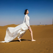 茶卡盐湖沙漠西藏旅拍长裙民族风异域复古连衣裙气飘逸沙滩裙