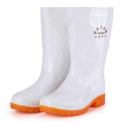 中筒雨鞋男606白色中帮卫生雨靴，劳保防水鞋，胶鞋定制logo食品鞋工